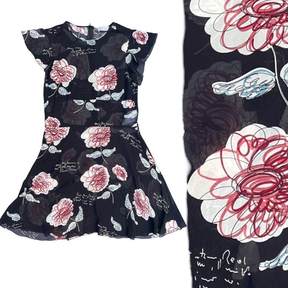 red Valentino silk  Floral Dress printed